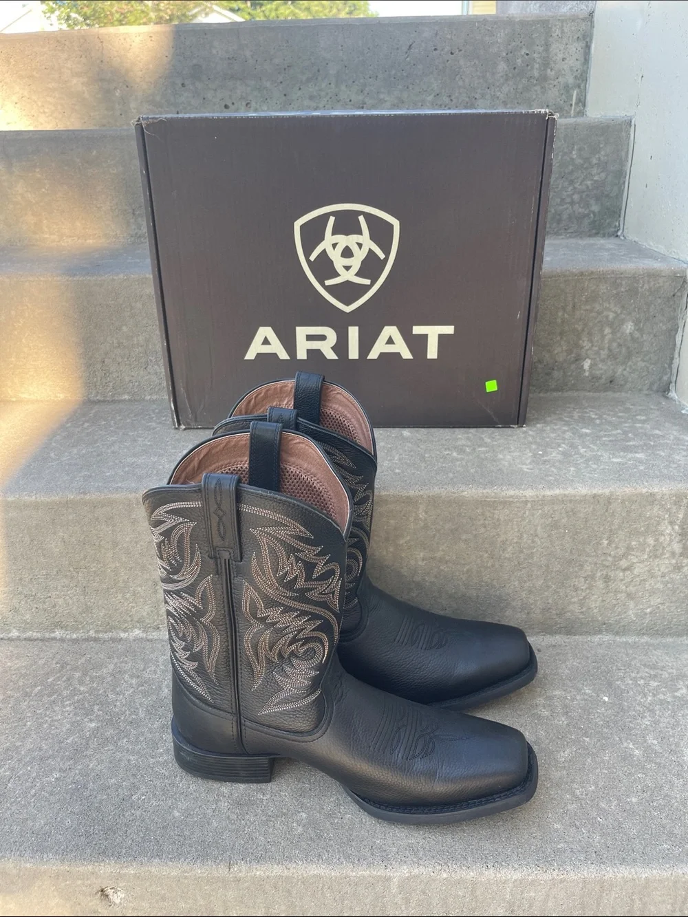 Ariat Men’s Black Sport Herdsman Square Toe Western Sz 12 D Medium Boots